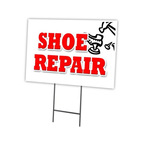 Shoe Repair Yard Sign & Stake outdoor plastic coroplast window, C-1824 Shoe Repair